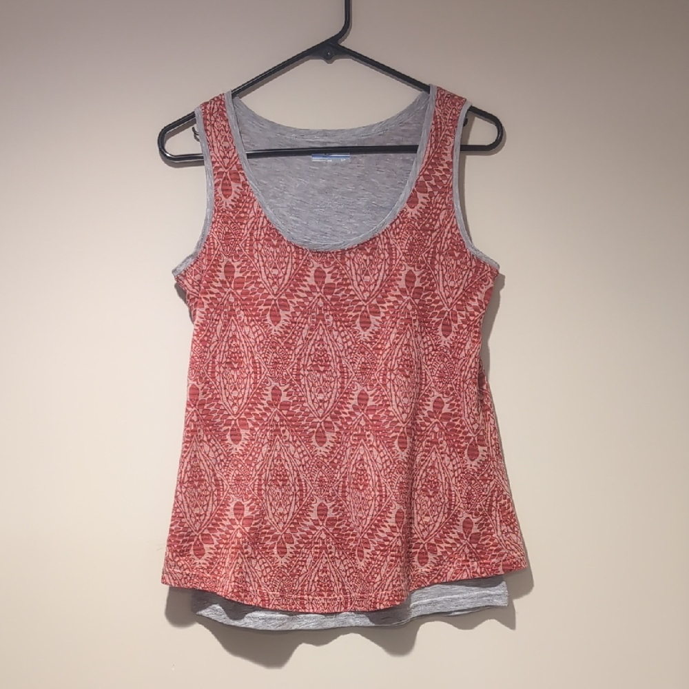 COLUMBIA - Women's Red - Orange Patterned Layered Tank Top